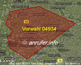 Vorwahlkarte 04934 – Marienhafe