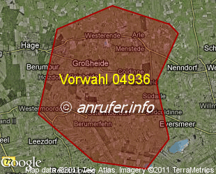 Vorwahlkarte 04936 – Grossheide