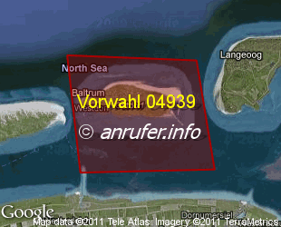 Vorwahlkarte 04939 – Baltrum