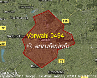 Vorwahlkarte 04941 – Aurich