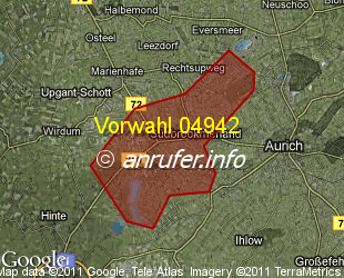 Vorwahlkarte 04942 – Südbrookmerland