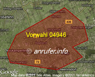 Vorwahlkarte 04946 – Grossefehn-Bagband