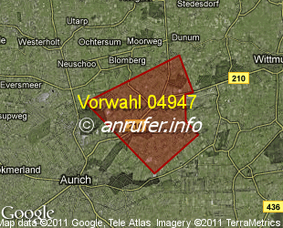 Vorwahlkarte 04947 – Aurich-Ogenbargen