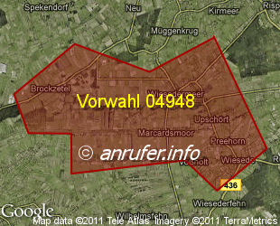 Vorwahlkarte 04948 – Wiesmoor-Marcardsmoor