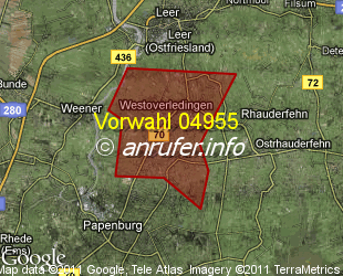 Vorwahlkarte 04955 – Westoverledingen