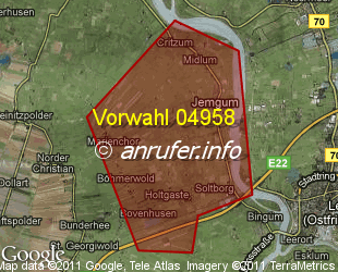 Vorwahlkarte 04958 – Jemgum