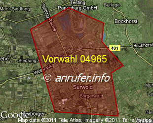 Vorwahlkarte 04965 – Surwold