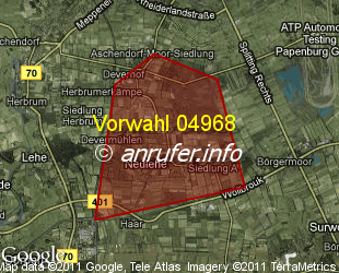 Vorwahlkarte 04968 – Neulehe