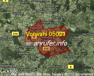 Vorwahlkarte 05021 – Nienburg Weser