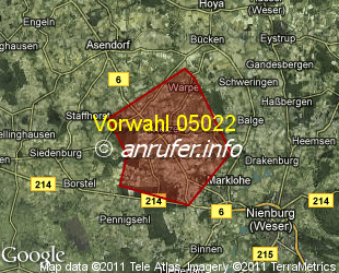 Vorwahlkarte 05022 – Wietzen