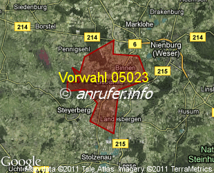 Vorwahlkarte 05023 – Liebenau Kr Nienburg Weser