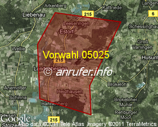 Vorwahlkarte 05025 – Estorf Weser