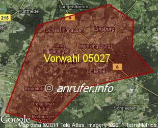 Vorwahlkarte 05027 – Linsburg