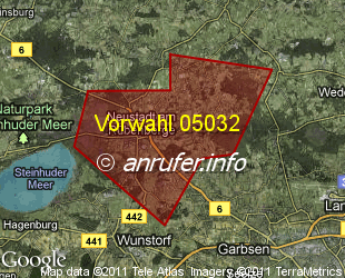 Vorwahlkarte 05032 – Neustadt am Rübenberge