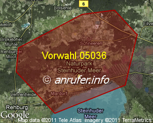 Vorwahlkarte 05036 – Neustadt-Schneeren