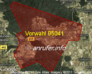 Vorwahlkarte 05041 – Springe Deister