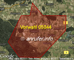 Vorwahlkarte 05044 – Springe-Eldagsen