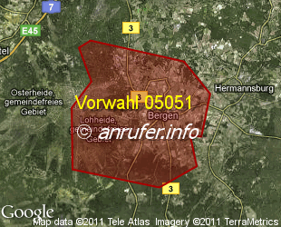 Vorwahlkarte 05051 – Bergen Kr Celle