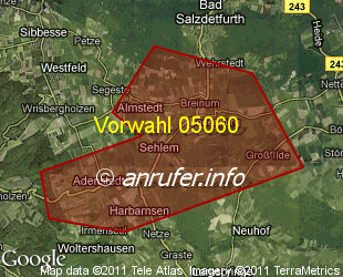 Vorwahlkarte 05060 – Bodenburg