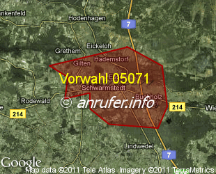 Vorwahlkarte 05071 – Schwarmstedt