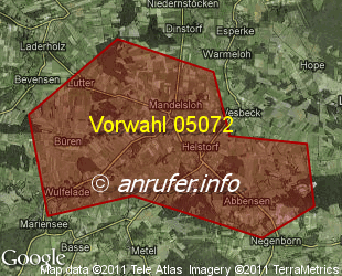 Vorwahlkarte 05072 – Neustadt-Mandelsloh
