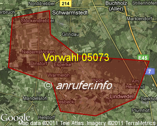 Vorwahlkarte 05073 – Neustadt-Esperke