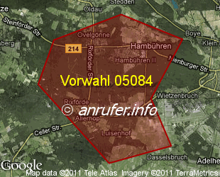 Vorwahlkarte 05084 – Hambühren
