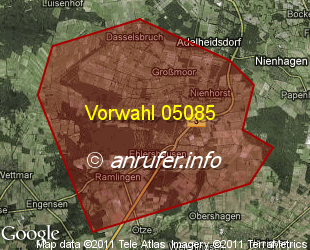 Vorwahlkarte 05085 – Burgdorf-Ehlershausen