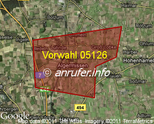 Vorwahlkarte 05126 – Algermissen