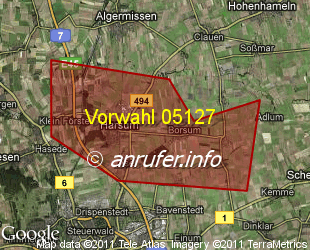 Vorwahlkarte 05127 – Harsum