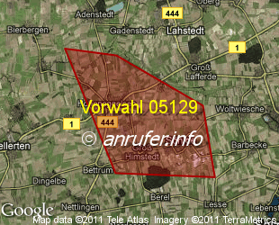 Vorwahlkarte 05129 – Söhlde