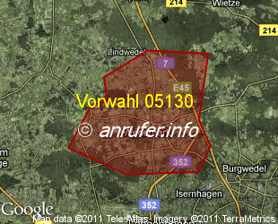 Vorwahlkarte 05130 – Wedemark