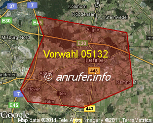 Vorwahlkarte 05132 – Lehrte