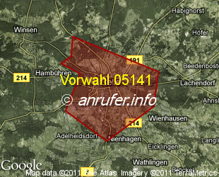 Vorwahlkarte 05141 – Celle