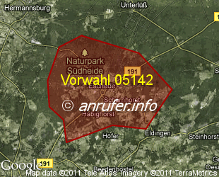 Vorwahlkarte 05142 – Eschede