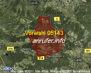 Vorwahlkarte 05143 – Winsen Aller