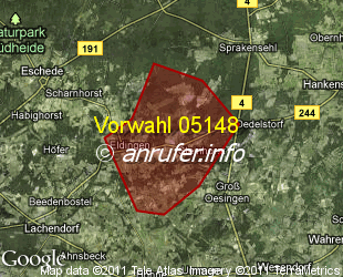 Vorwahlkarte 05148 – Steinhorst Niedersachs