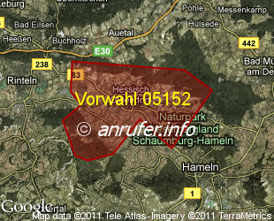 Vorwahlkarte 05152 – Hessisch Oldendorf