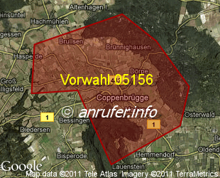 Vorwahlkarte 05156 – Coppenbrügge