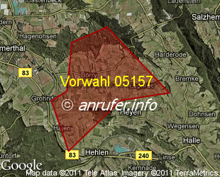 Vorwahlkarte 05157 – Emmerthal-Börry