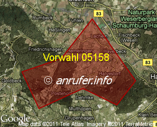 Vorwahlkarte 05158 – Hemeringen
