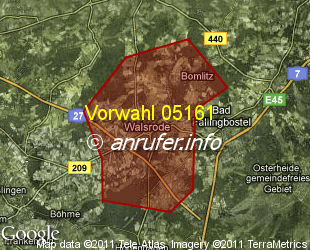 Vorwahlkarte 05161 – Walsrode