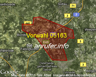 Vorwahlkarte 05163 – Fallingbostel-Dorfmark