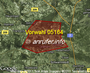 Vorwahlkarte 05164 – Hodenhagen