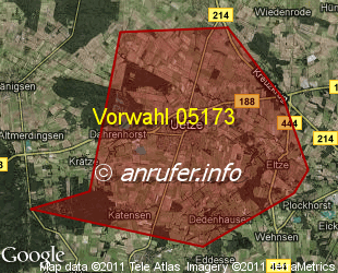 Vorwahlkarte 05173 – Uetze