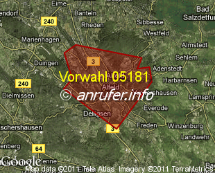 Vorwahlkarte 05181 – Alfeld Leine