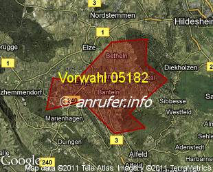 Vorwahlkarte 05182 – Gronau  Leine