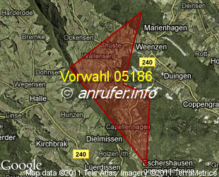 Vorwahlkarte 05186 – Salzhemmendorf-Wallensen