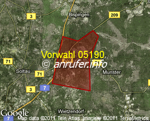 Vorwahlkarte 05190 – Soltau-Emmingen