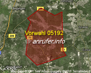 Vorwahlkarte 05192 – Munster